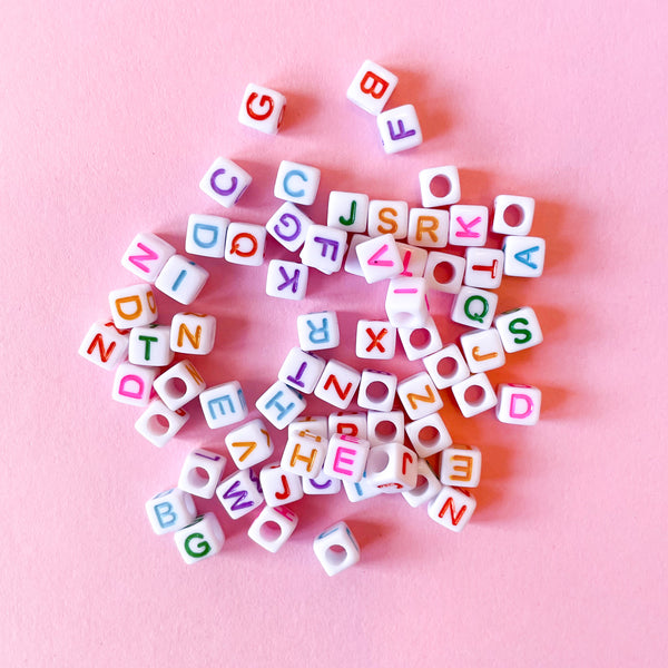 Alphabet Beads - White Cube with Colored Letters