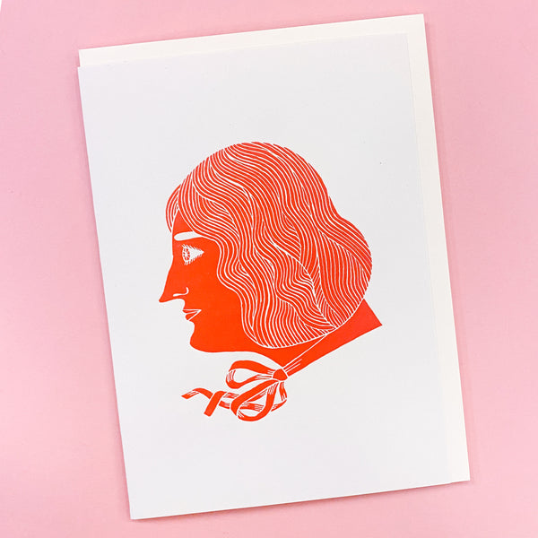 Woman with a Bow Letterpress Greeting Card