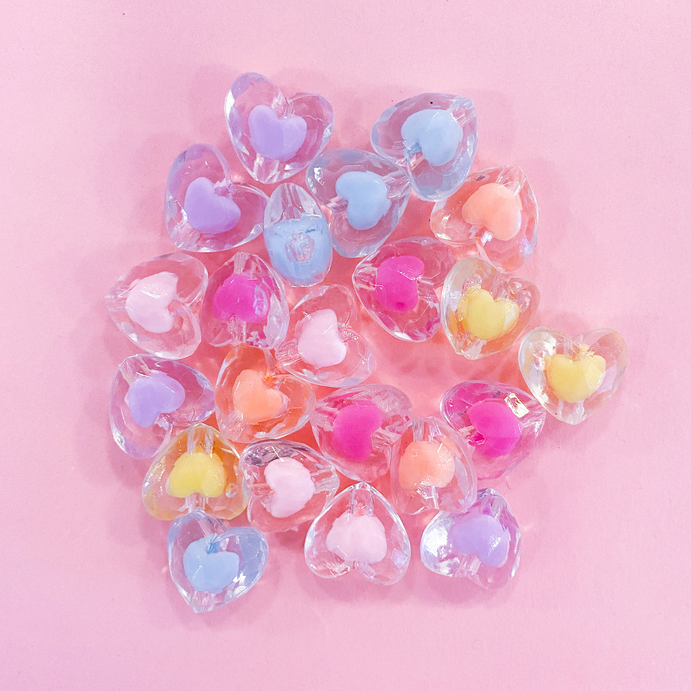 Faceted Heart Mix Acrylic Beads