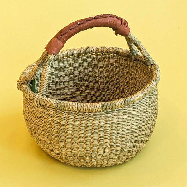 Handmade Natural Bolga Basket - Large, 14-16 inches