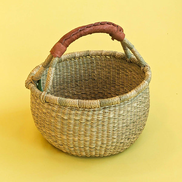 Handmade Natural Bolga Basket - Medium, 11-13 inches