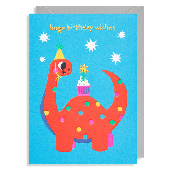 Huge Birthday Wishes Dinosaur Greeting Card