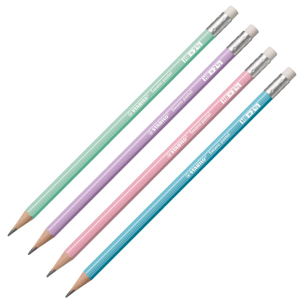 Stabilo Swano Pastel HB Pencils in Rose, Lilac, Green and Blue