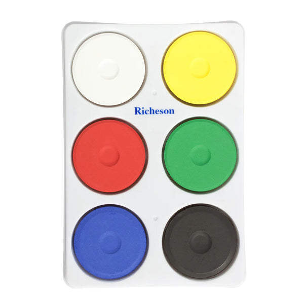 Tempera Paint Puck - Set of 6 Large Primary Colors in a Plastic