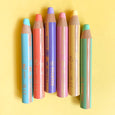 Set of 6 Stabilo Woody 3 in 1 Crayon Pencils in Pastel Colors with a pencil sharpner