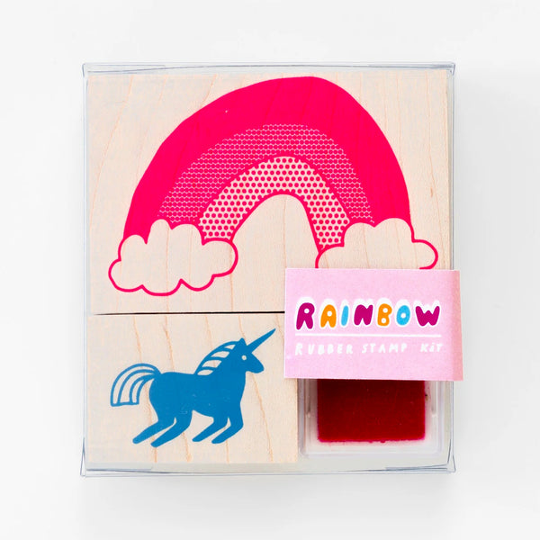 Unicorn and Rainbow Small Rubber Stamps
