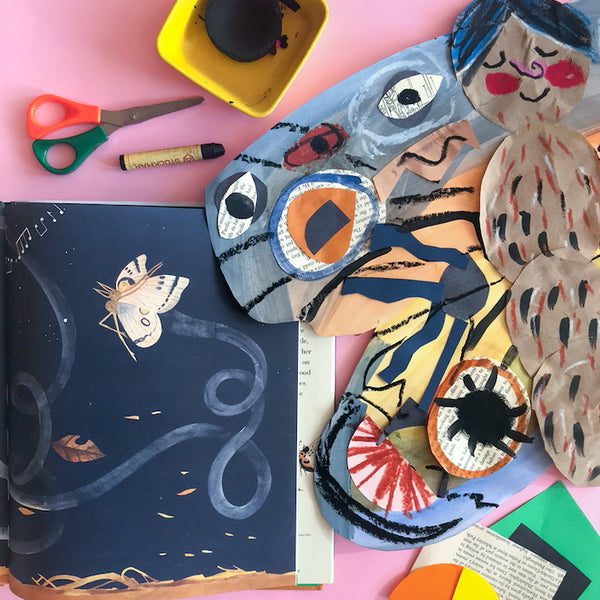 Online Mixed Media Art Class for Kids aged 3 to 8 years inspired by the book Du Is Tak? by Carson Ellis