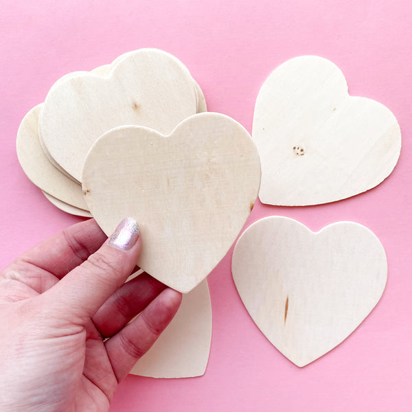 Wooden Heart Shapes - Set of 12
