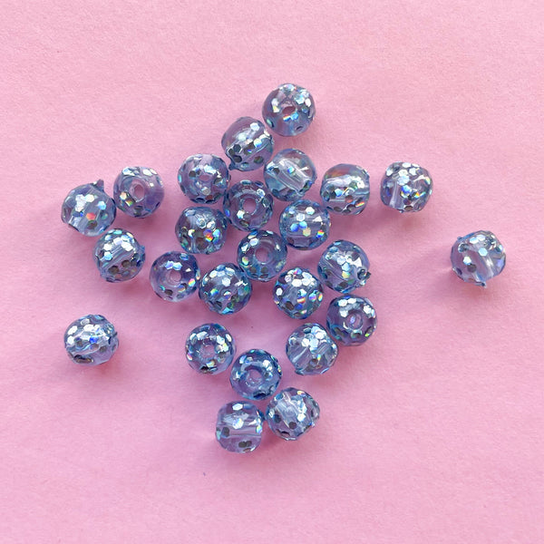 Acrylic Japanese Round Glitter Bead, 6mm – Blue