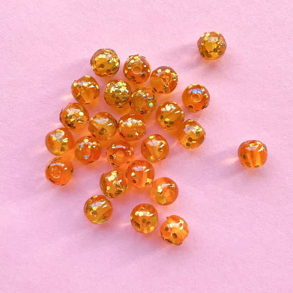 Acrylic Japanese Round Glitter Bead, 6mm – Golden Yellow