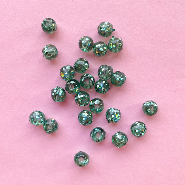 Acrylic Japanese Round Glitter Bead, 6mm – Green