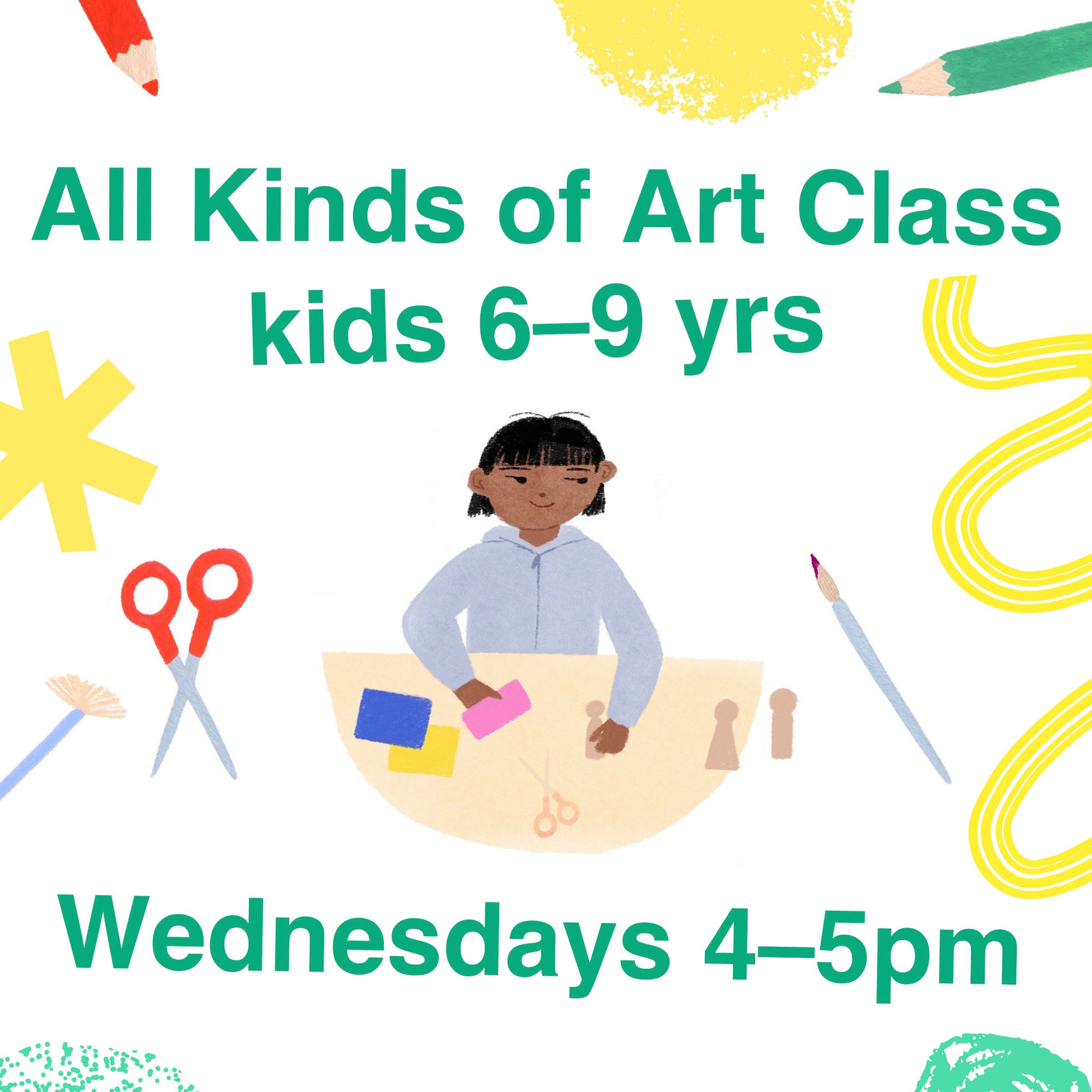 All Kinds of Art Class for kids 6-9yrs | Wednesdays 4:00-5:00 at Collage Collage