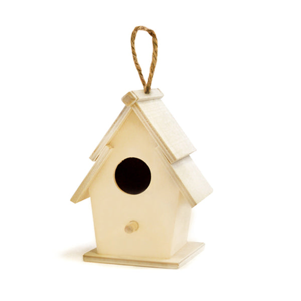 Wooden Paintable Birdhouse – Shingle Roof