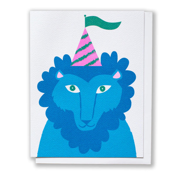 Blue Lion Birthday Greeting Card