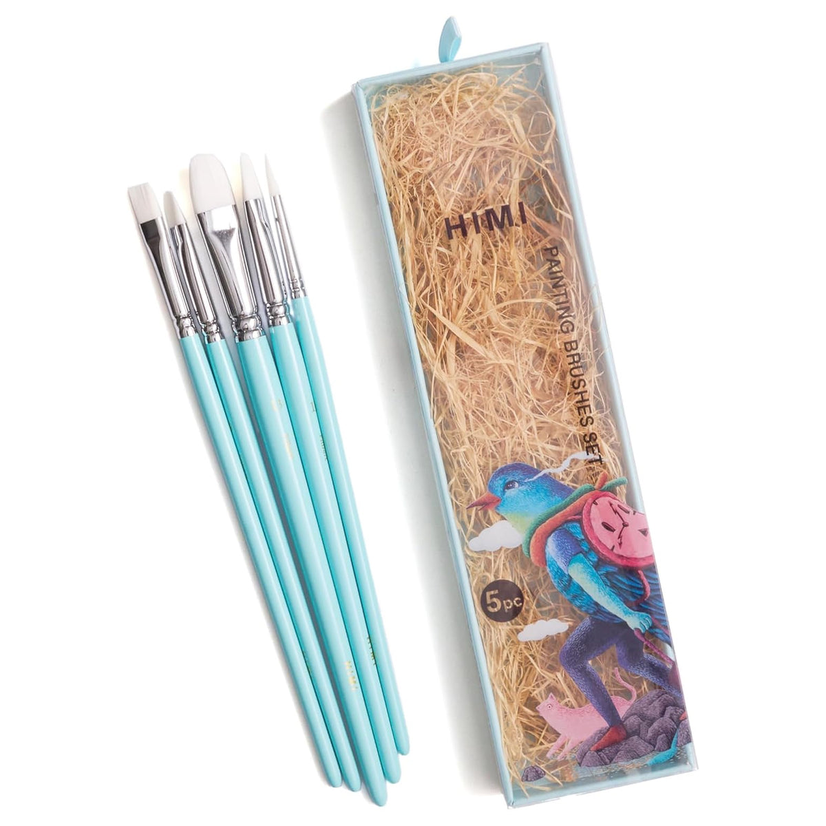 HIMI Blue Little Bird Paint Brushes - Set of 5