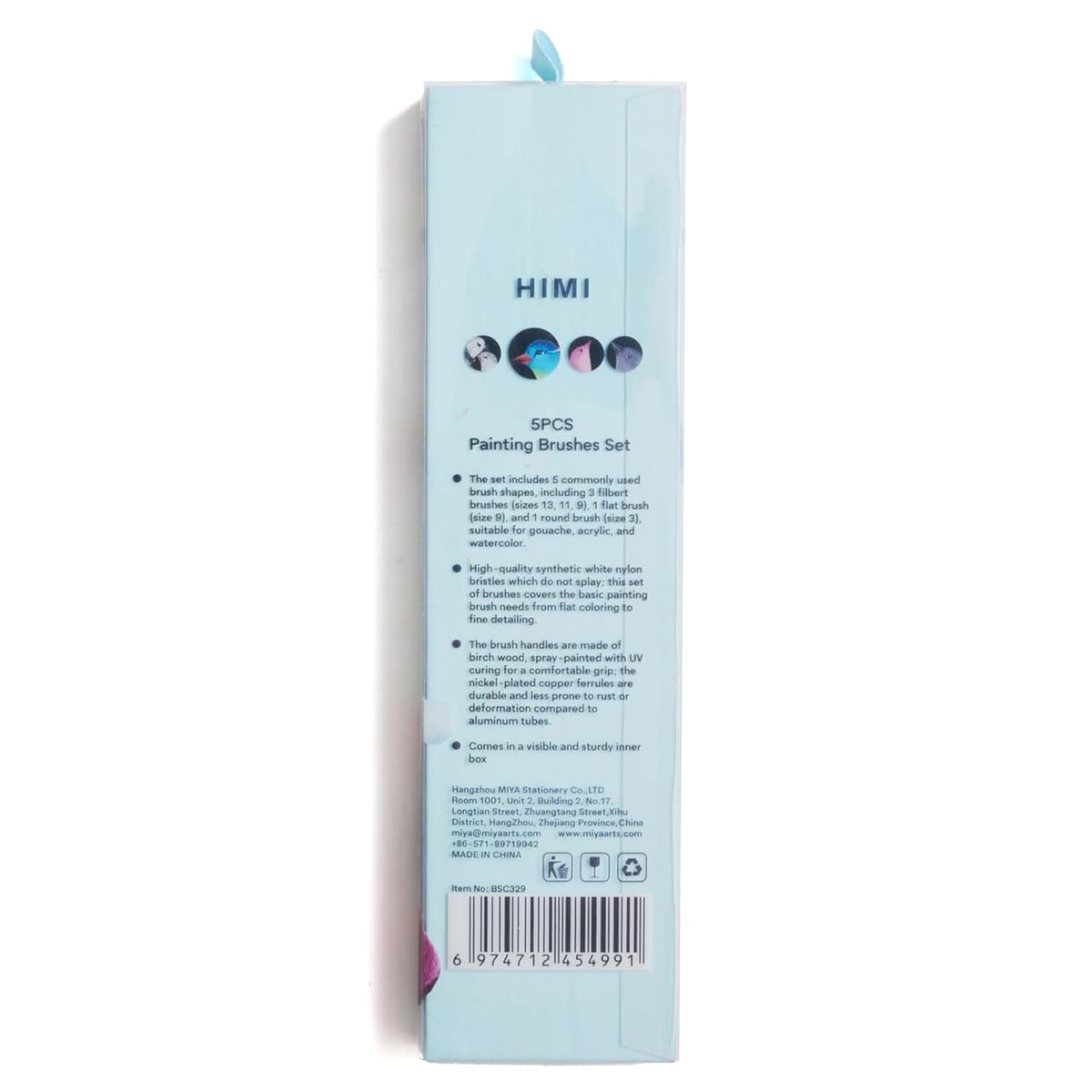 HIMI Blue Little Bird Paint Brushes - Set of 5
