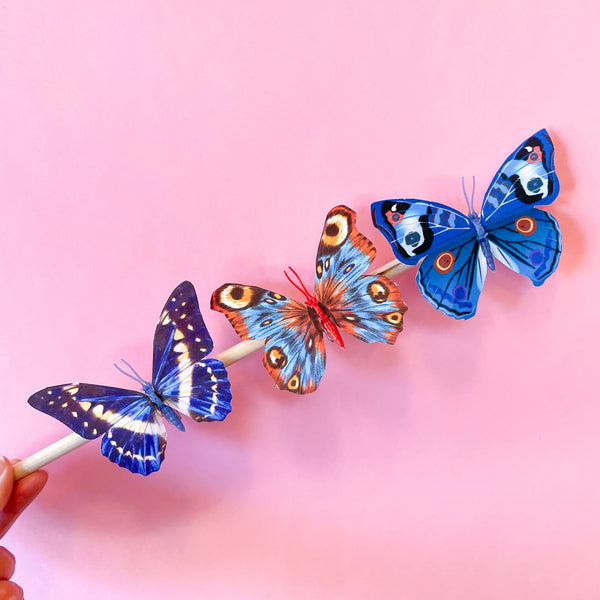 Blue Exotic Butterflies with clip