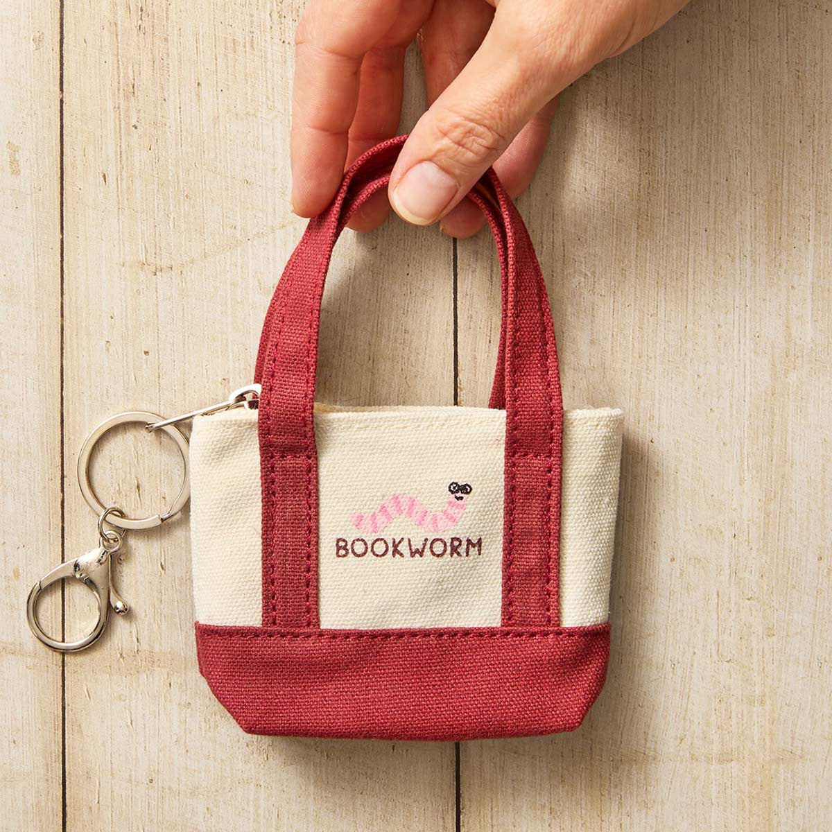 Bookworm tiny tote bag charm