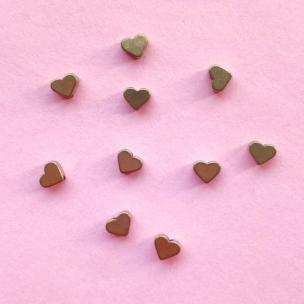 Brass Heart Spacer Beads (Set of 10)