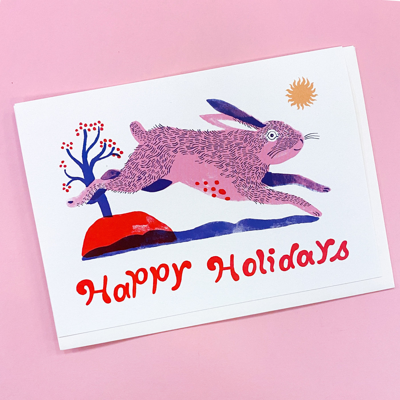 Happy Holidays Rabbit Greeting Card