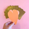 Coral Heart Greeting Cards with Gold Envelopes