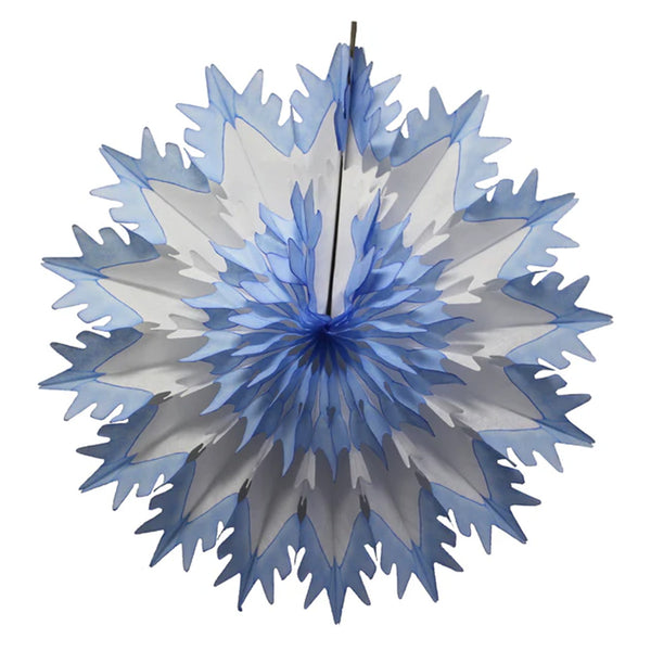 Dip-Dyed Paper Snowflake Fan Decoration - Cool Blue, 19 inch