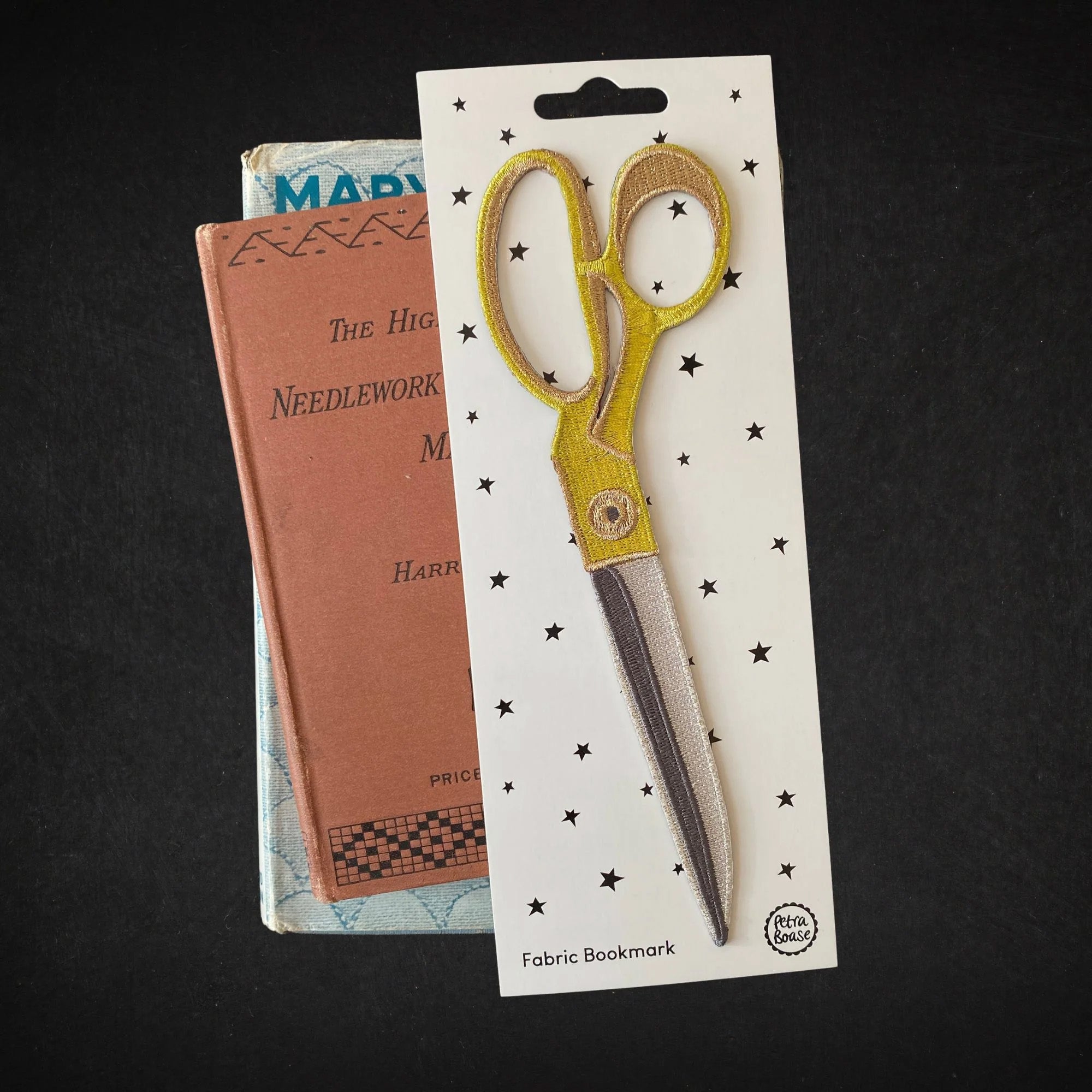 Dressmaker Scissors Embroidered Fabric Bookmark