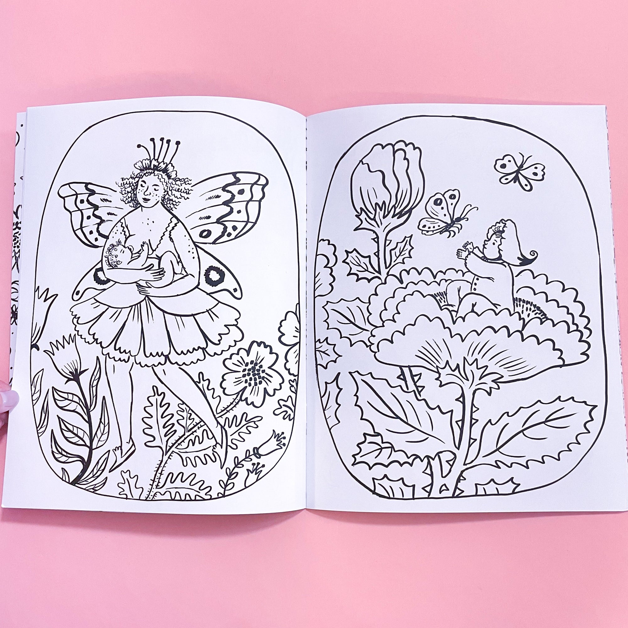 Fairyland Colorng book by Phoebe Wahl with flowers and fairies