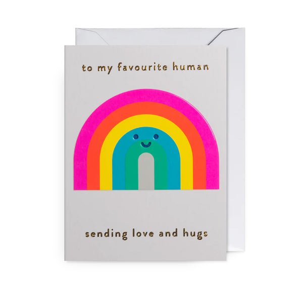 To My Favourite Human, Sending Love and Hugs Rainbow Mini Greeting Card