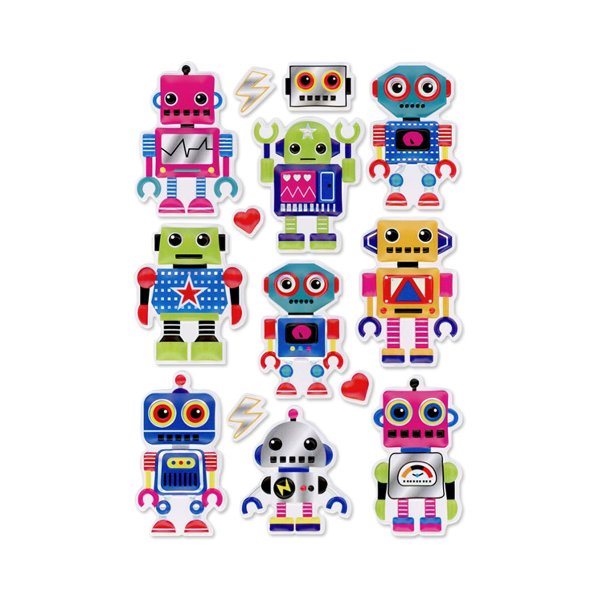 Foil Puffy Robot Stickers