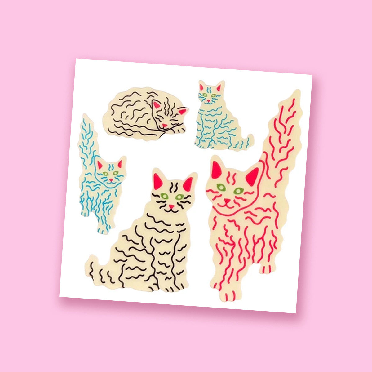 Glow in the Dark Fluffy Cats Stickers