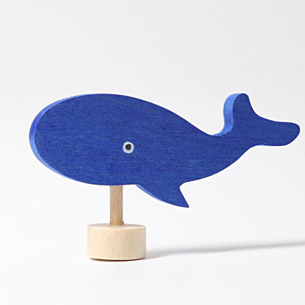 Blue whale ornament made of wood for celebration rings