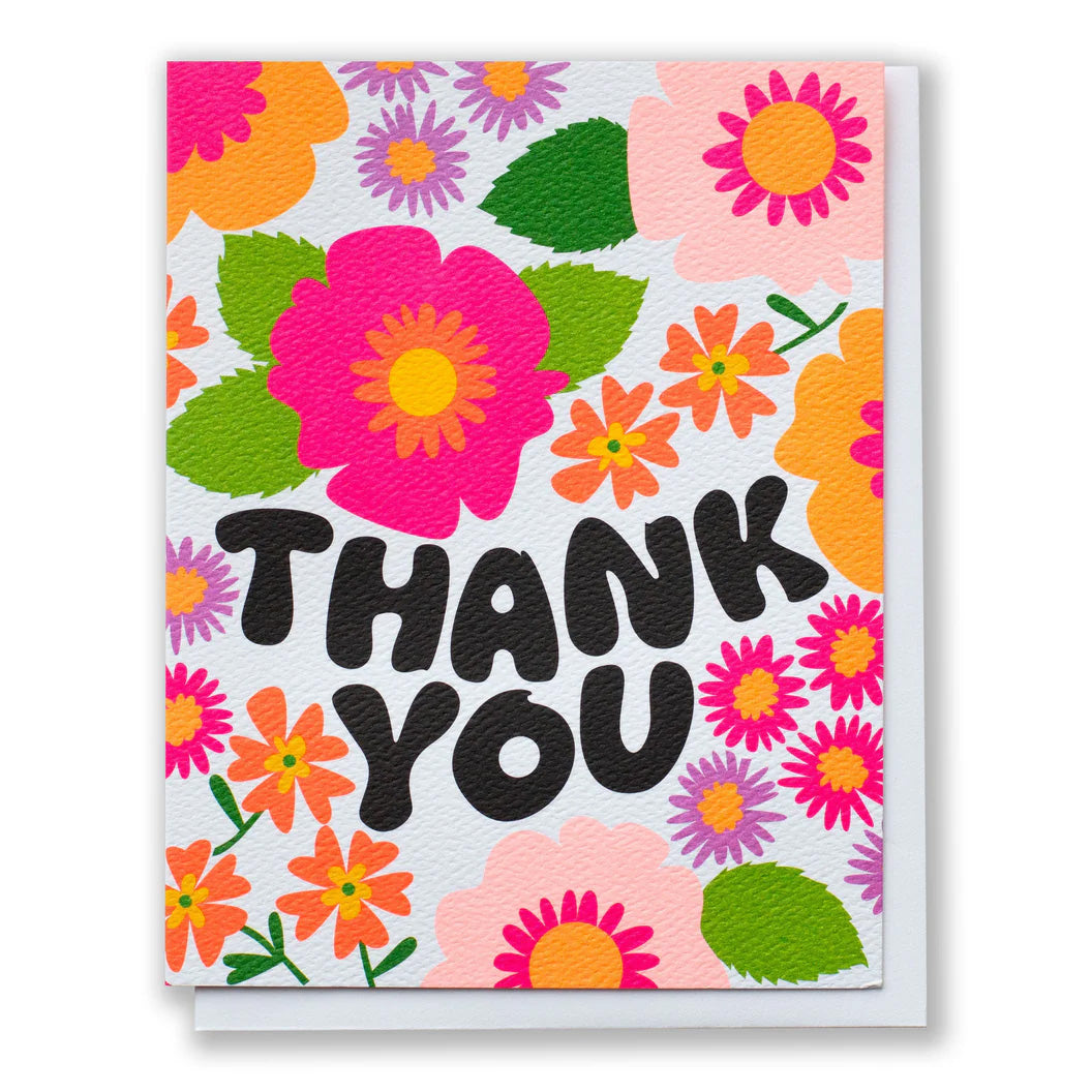 Groovy Floral Thank You Greeting Card