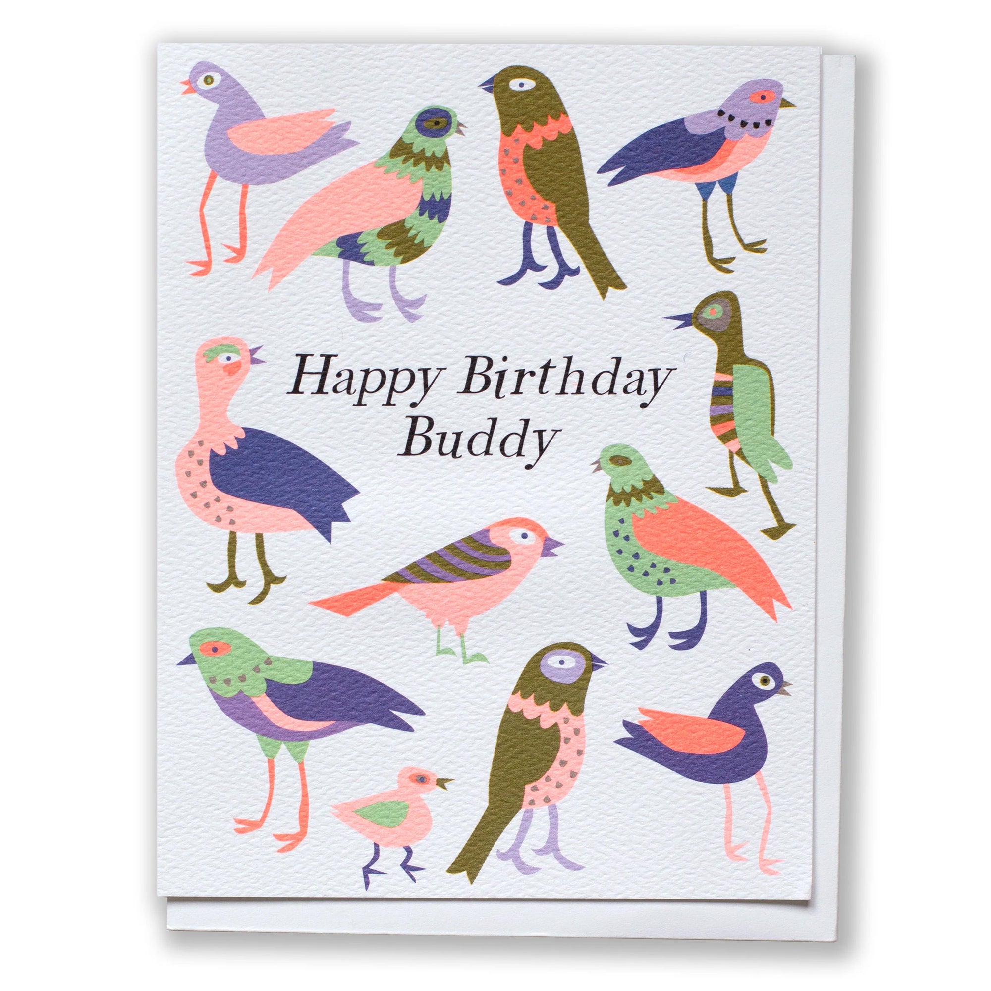 Happy Birthday Buddy Birds Greeting Card
