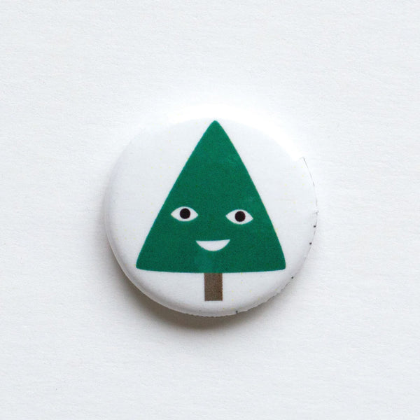 Happy Tree 1" Button - by Banquet Workshop