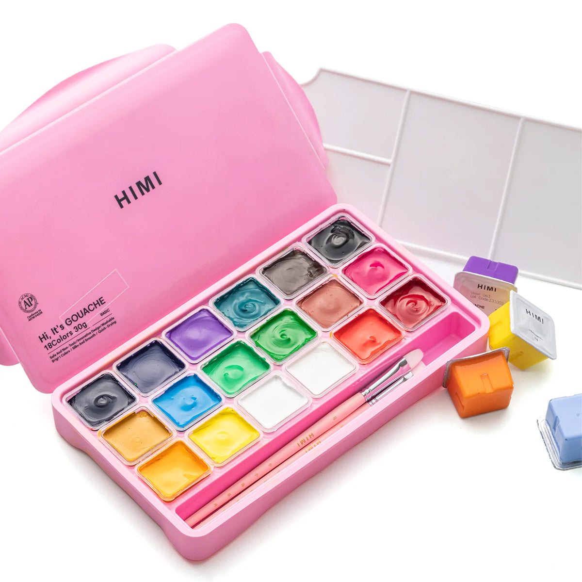 HIMI Gouache Paints Set, 18 Colors, 30g - Pink Case