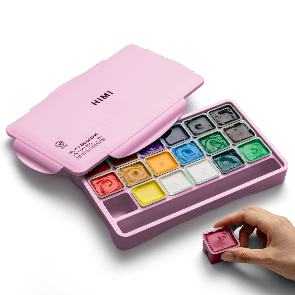 HIMI Gouache Paints Set, 18 Colors, 30g - Pink Case