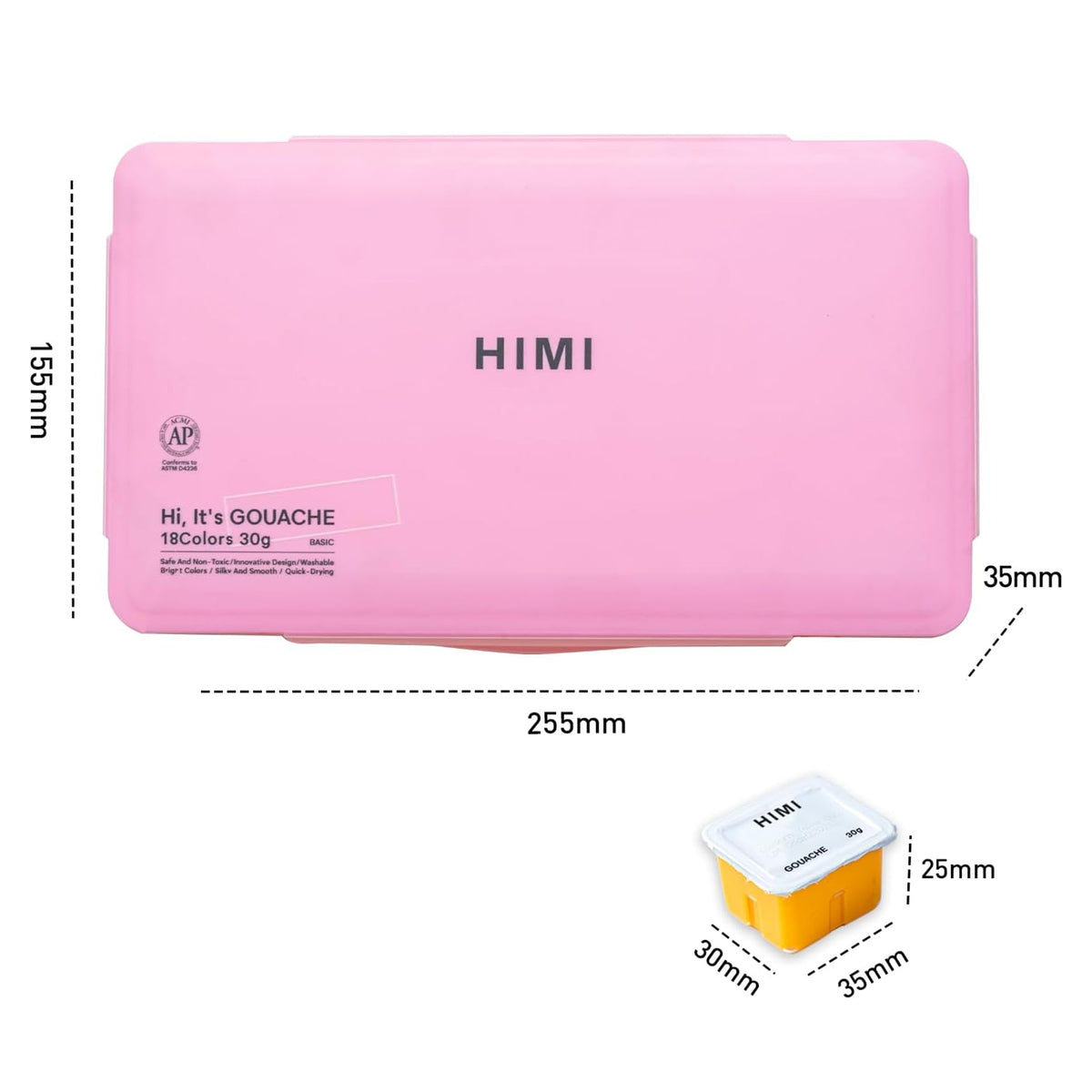 HIMI Gouache Paints Set, 18 Colors, 30g - Pink Case