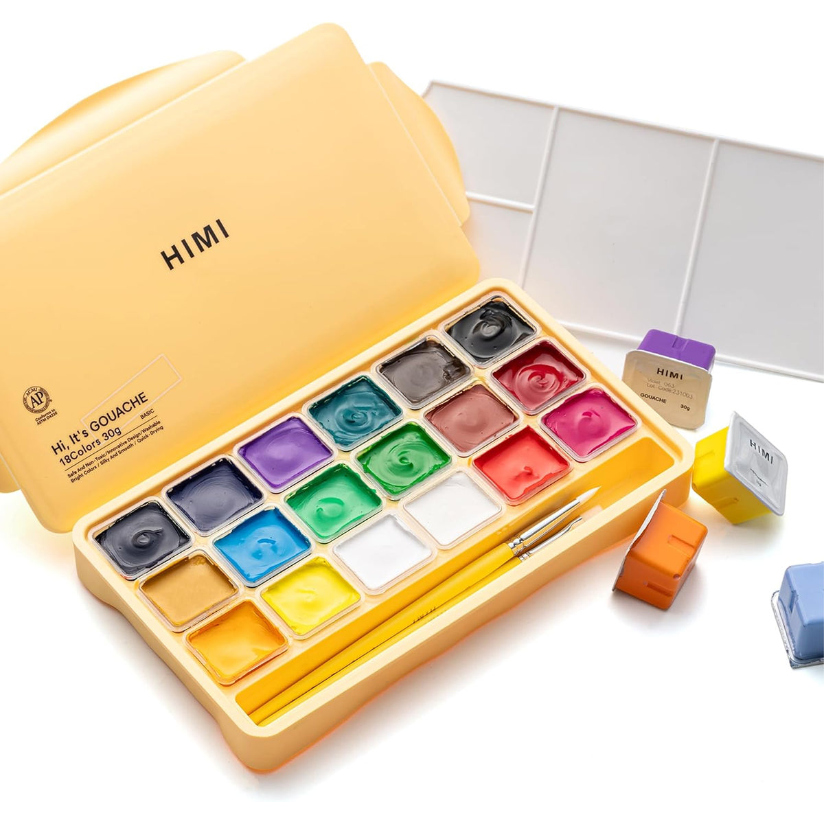 HIMI Gouache Paints Set, 18 Colors, 30g - Yellow Case