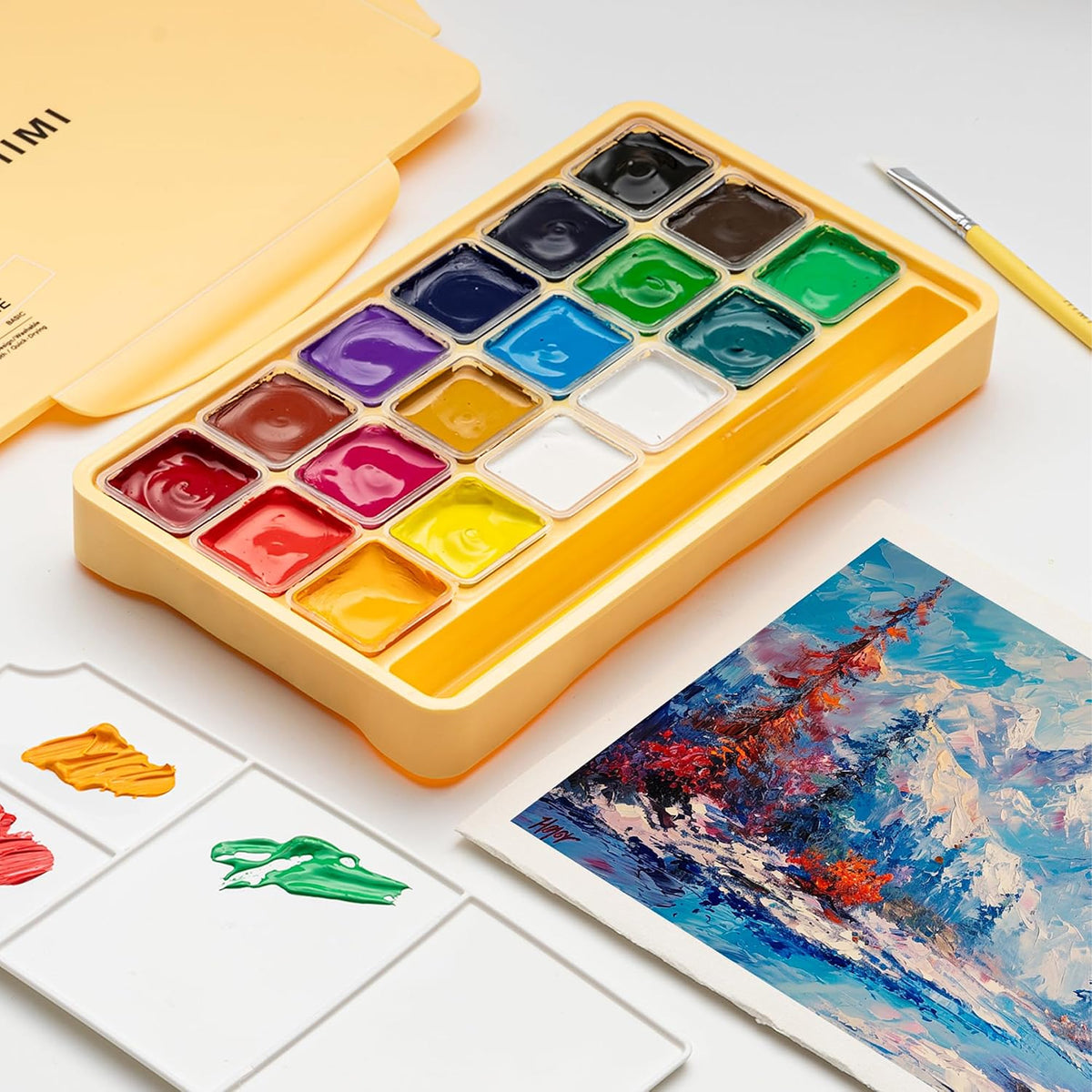 HIMI Gouache Paints Set, 18 Colors, 30g - Yellow Case