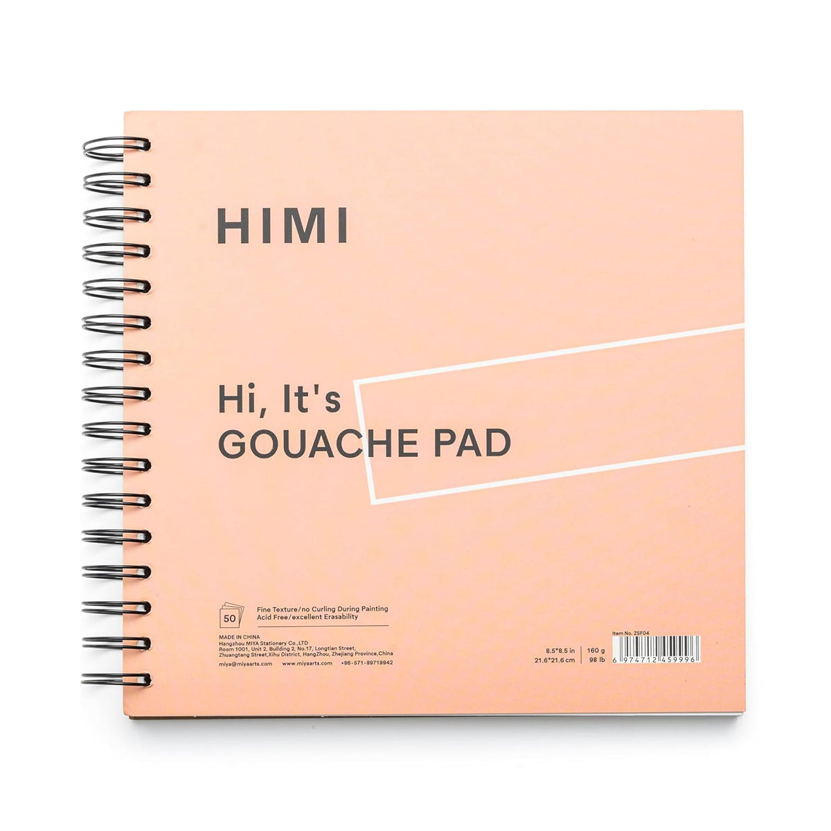 HIMI Spiral Gouache Paper Pad, 8.5 x 8.5" (Pink Edition)