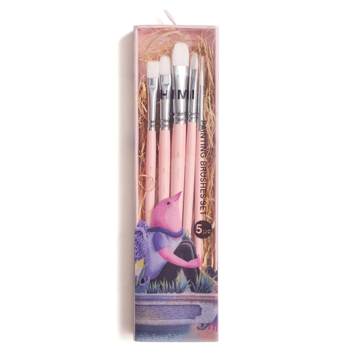 HIMI Pink Little Bird Paint Brushes - Set of 5