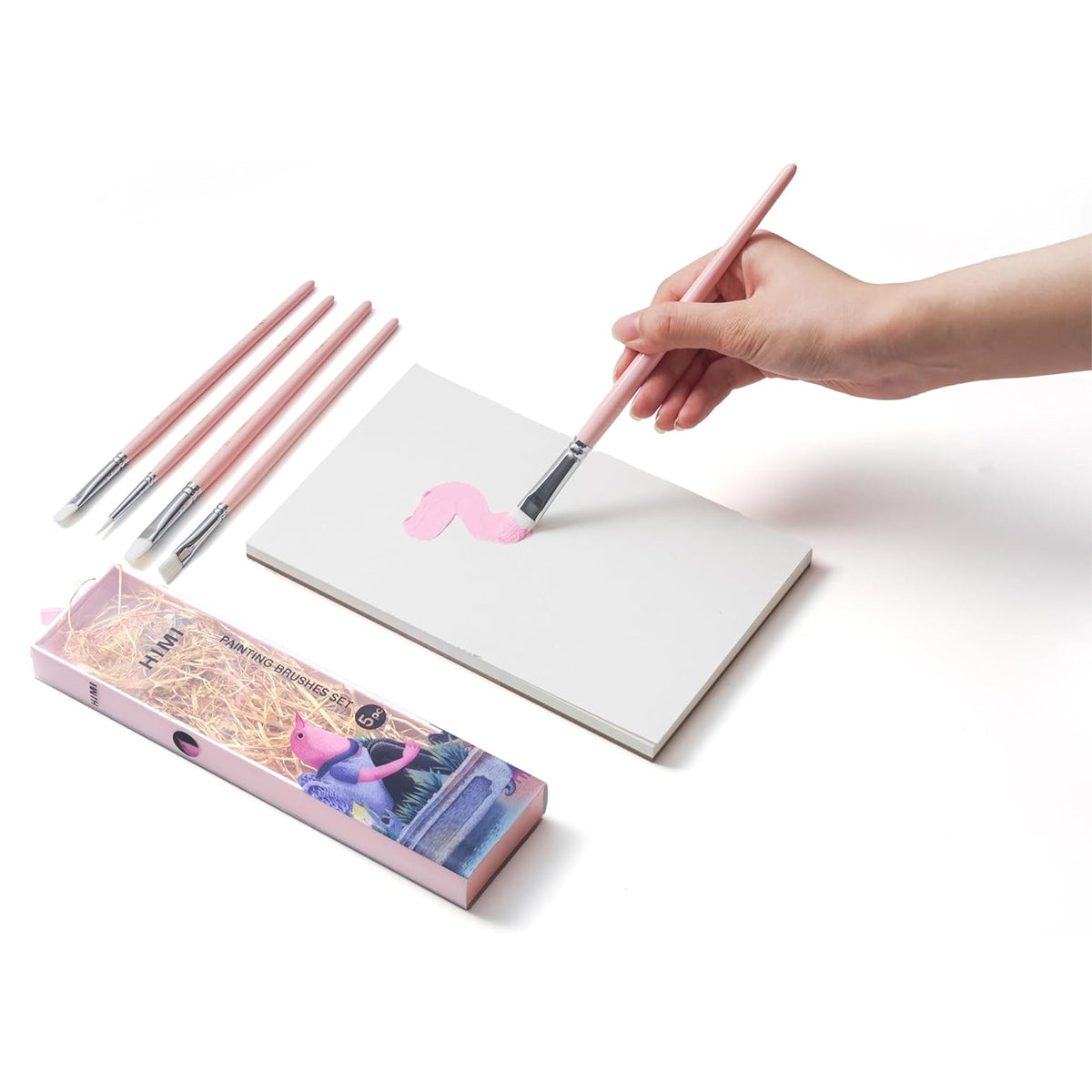 HIMI Pink Little Bird Paint Brushes - Set of 5