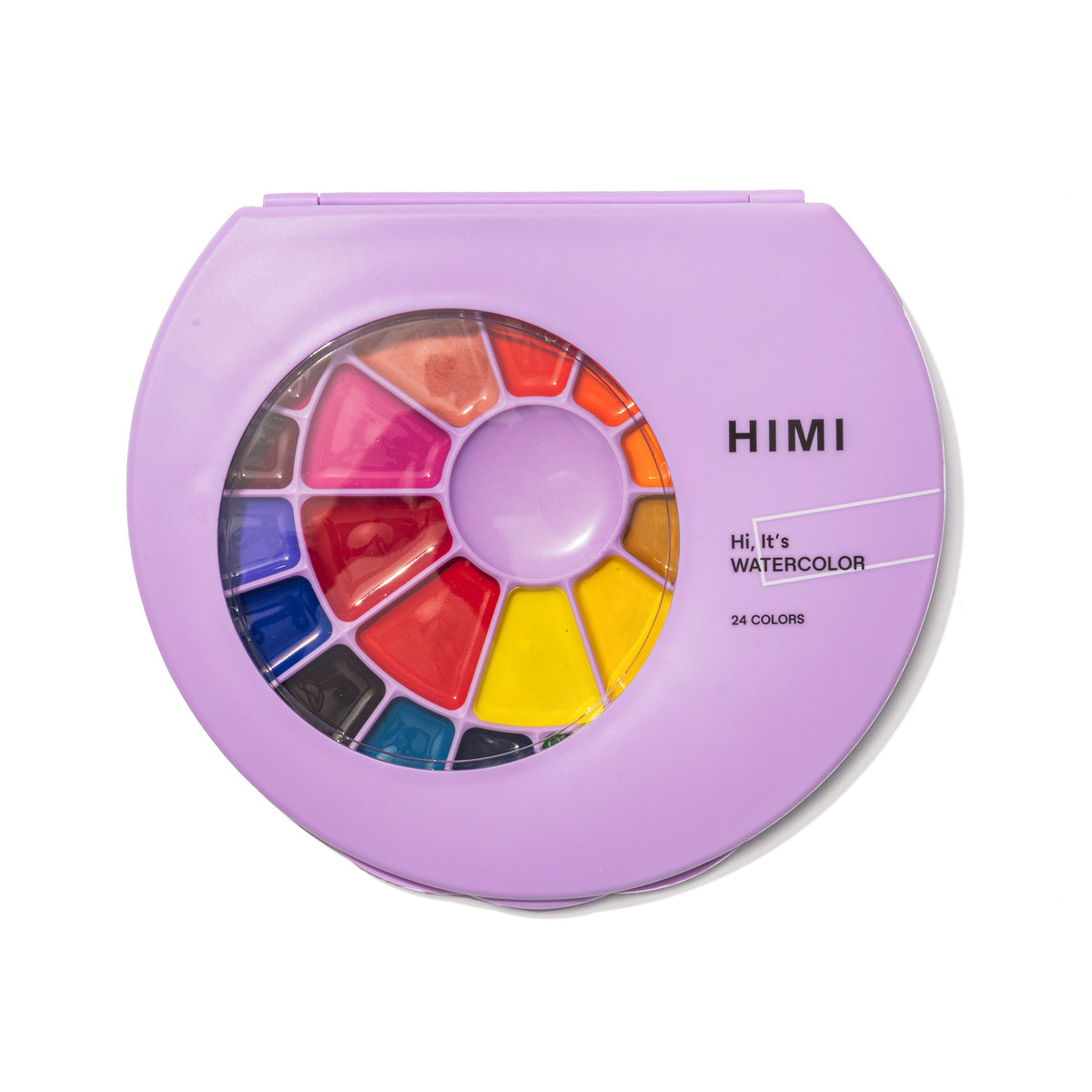 HIMI Semi-Moist Watercolor Paint Set, 24 Colors in Pans + Paint Brush - Purple Case