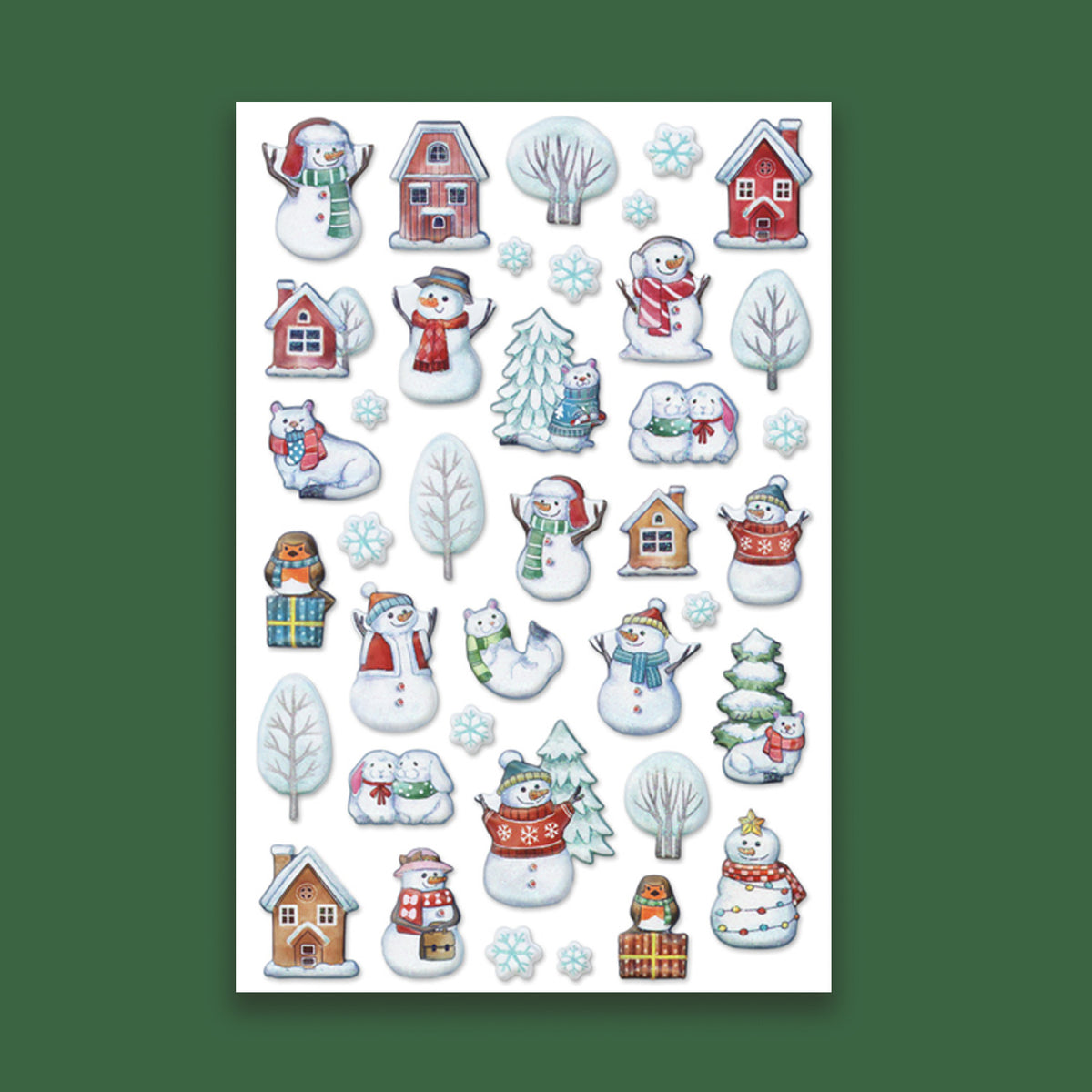 Holiday Pop-Up Stickers - Snowmen, Winter Trees and Houses