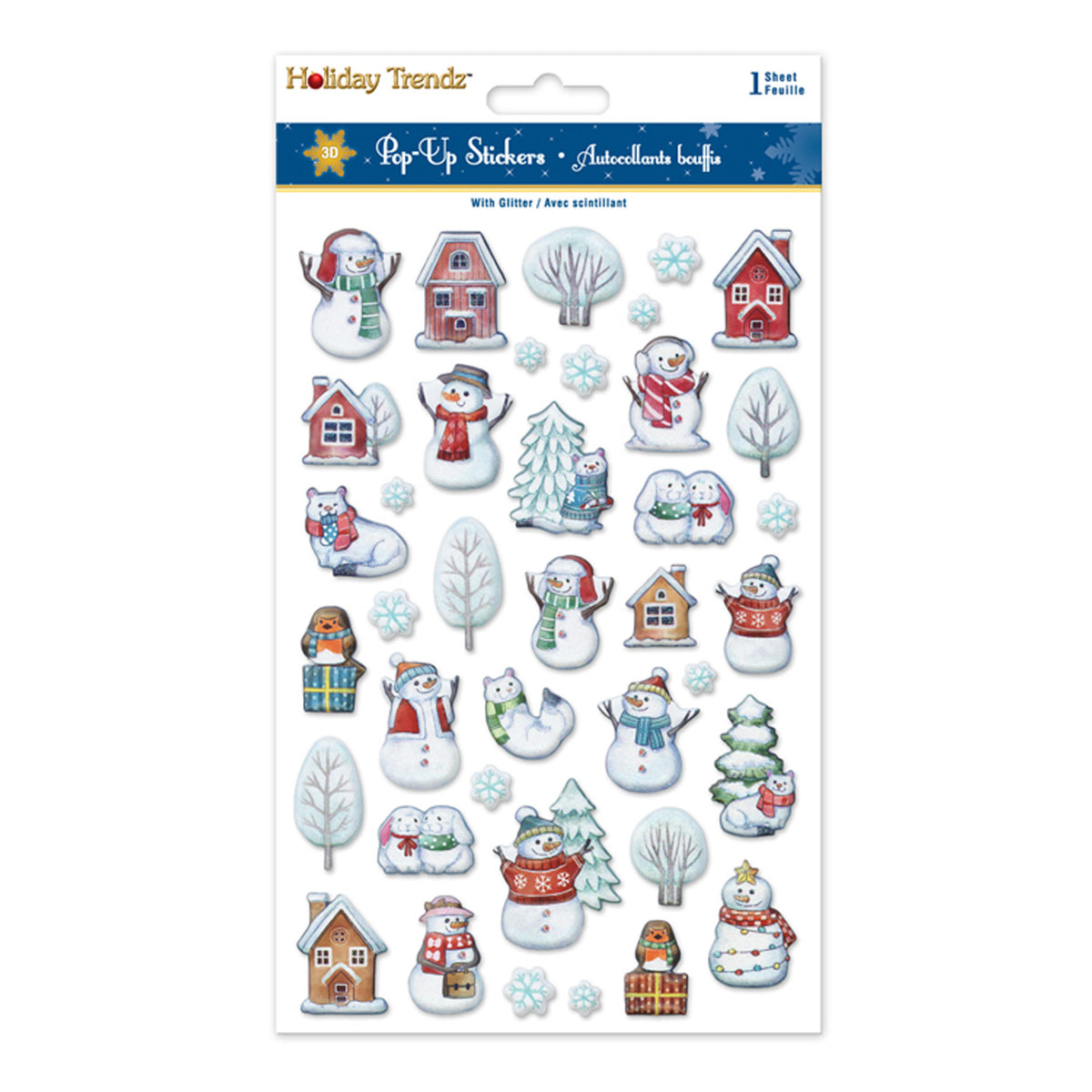 Holiday Pop-Up Stickers - Snowmen, Winter Trees and Houses