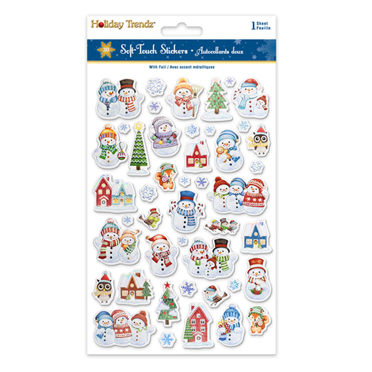 Holiday Soft Touch Stickers - Cozy Snowmen, Snowflakes