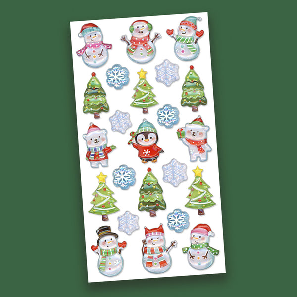 Holiday Stickers 3D Foil Pop-Up - Snowman & Trees