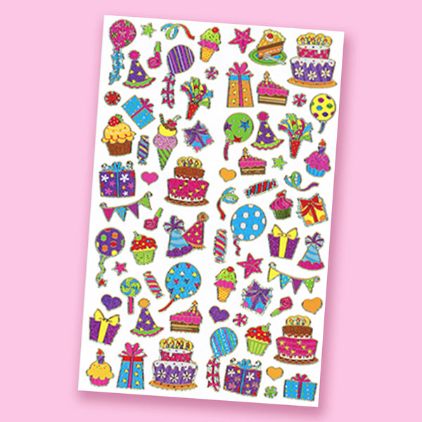 Holographic Dazzle Stickers – Birthday Party