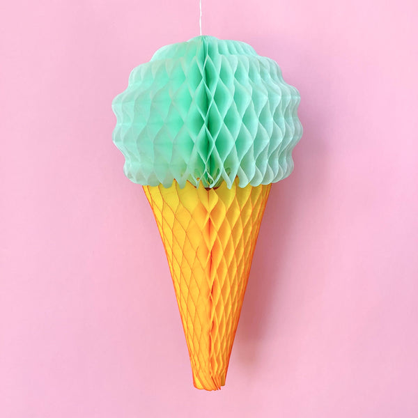 Ice Cream Honeycomb Party Decorations in Mint